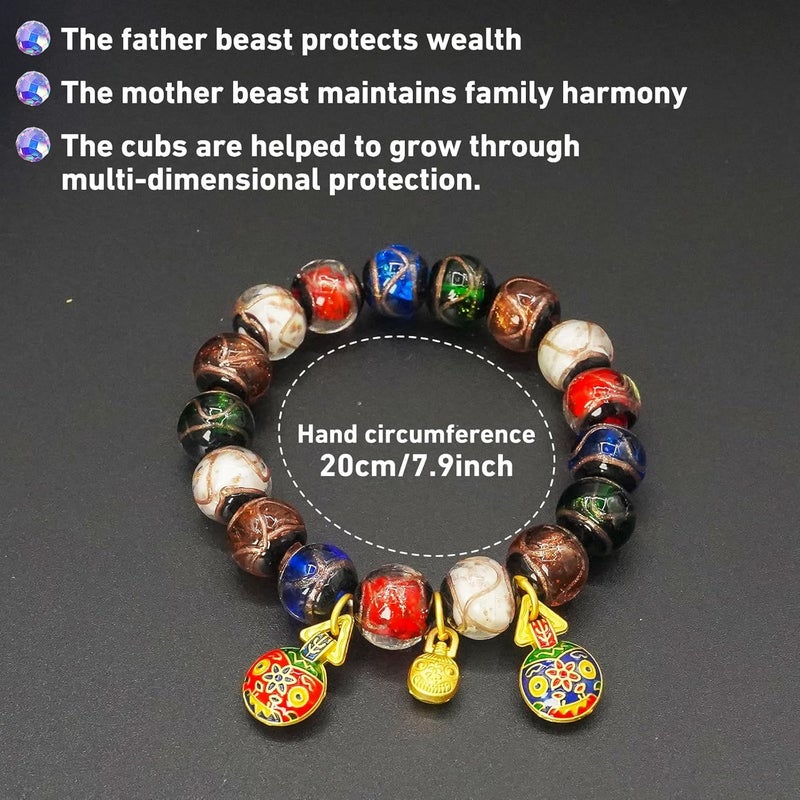 CNYTPE Colorful Gray Glaze Bracelet for Men and Women – Imperial Palace-Style Gold-Swallowing Beast Family Guardian Jewelry, Ancient Oriental Glazed Beads for Good Luck & Abundance Flow, Energy-Balancing Harmony Bracelet - Image 2